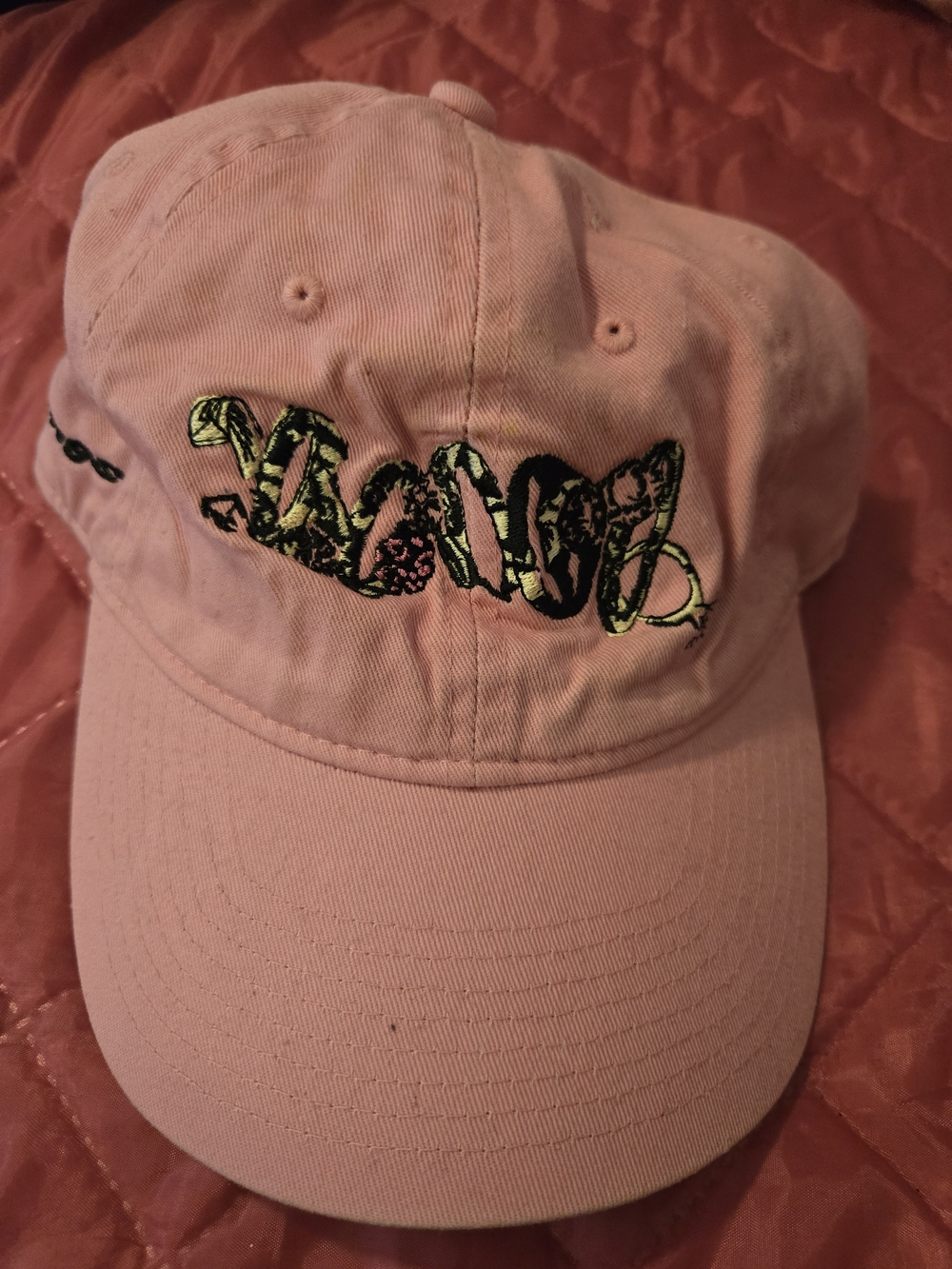 Pink Embroidered Snake Baseball Cap